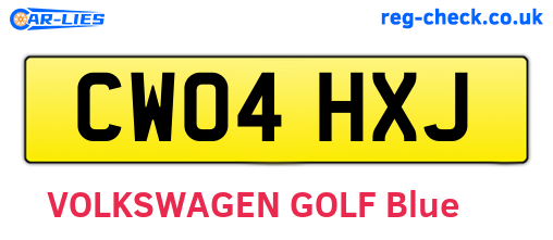 CW04HXJ are the vehicle registration plates.