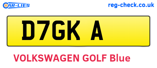 D7GKA are the vehicle registration plates.