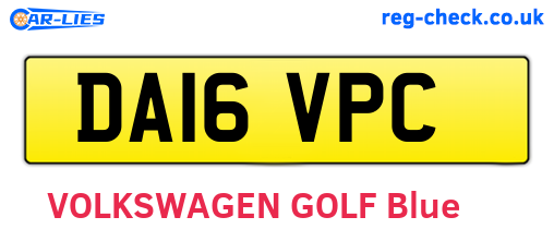 DA16VPC are the vehicle registration plates.