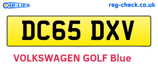 DC65DXV are the vehicle registration plates.