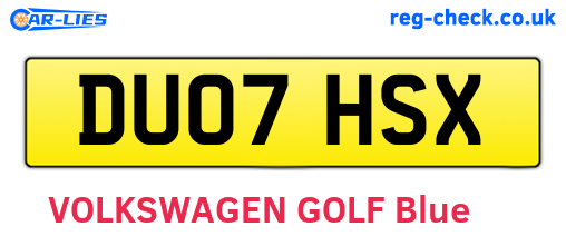 DU07HSX are the vehicle registration plates.