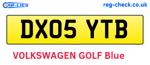 DX05YTB are the vehicle registration plates.