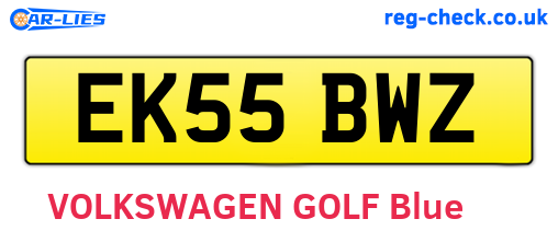 EK55BWZ are the vehicle registration plates.