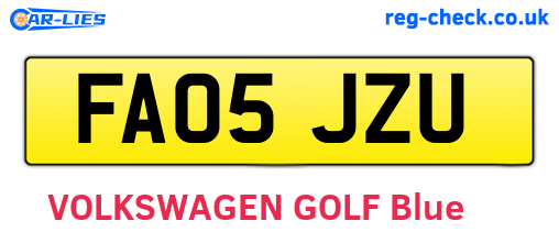 FA05JZU are the vehicle registration plates.