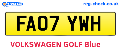 FA07YWH are the vehicle registration plates.