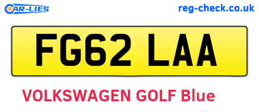 FG62LAA are the vehicle registration plates.