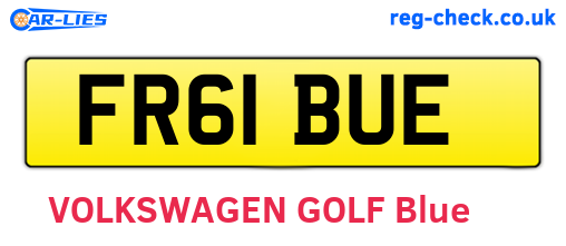 FR61BUE are the vehicle registration plates.
