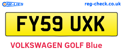 FY59UXK are the vehicle registration plates.