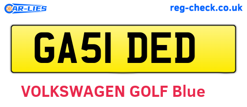 GA51DED are the vehicle registration plates.