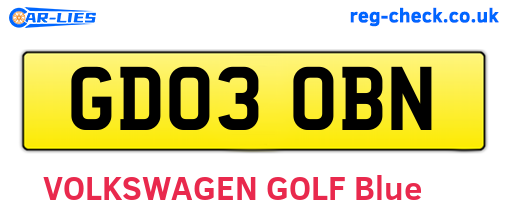 GD03OBN are the vehicle registration plates.