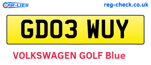 GD03WUY are the vehicle registration plates.