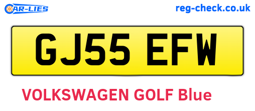 GJ55EFW are the vehicle registration plates.