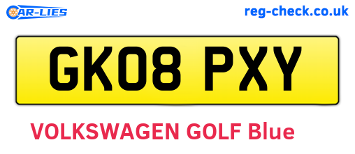 GK08PXY are the vehicle registration plates.