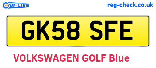 GK58SFE are the vehicle registration plates.
