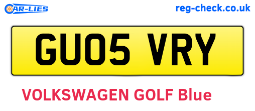 GU05VRY are the vehicle registration plates.