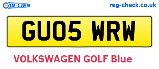GU05WRW are the vehicle registration plates.
