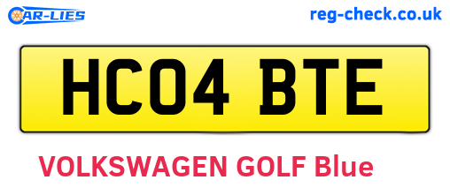 HC04BTE are the vehicle registration plates.