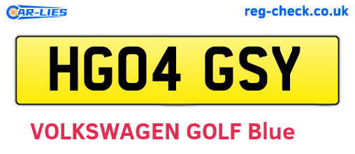 HG04GSY are the vehicle registration plates.