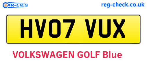 HV07VUX are the vehicle registration plates.