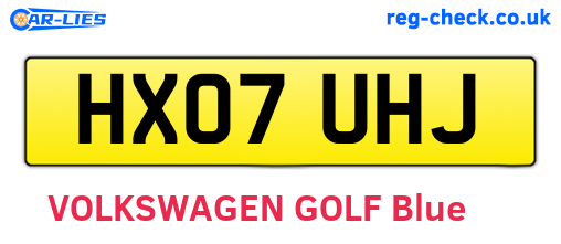 HX07UHJ are the vehicle registration plates.