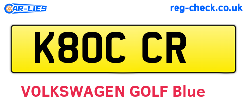K80CCR are the vehicle registration plates.