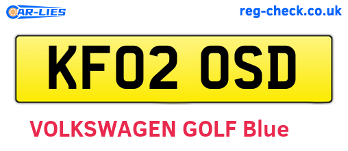 KF02OSD are the vehicle registration plates.