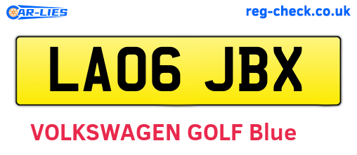 LA06JBX are the vehicle registration plates.