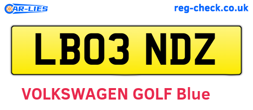 LB03NDZ are the vehicle registration plates.