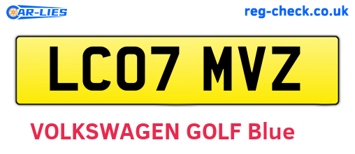 LC07MVZ are the vehicle registration plates.