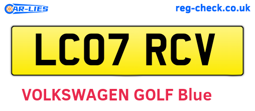 LC07RCV are the vehicle registration plates.