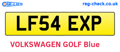 LF54EXP are the vehicle registration plates.