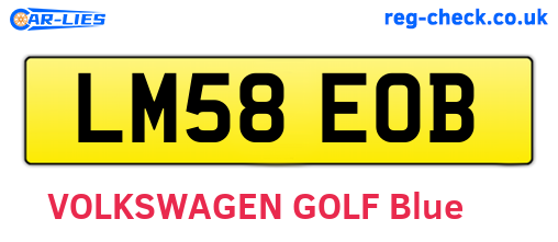 LM58EOB are the vehicle registration plates.
