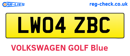 LW04ZBC are the vehicle registration plates.
