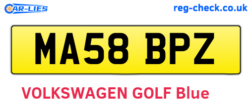 MA58BPZ are the vehicle registration plates.