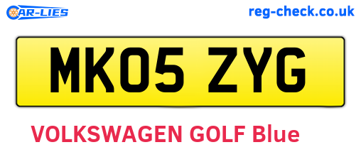 MK05ZYG are the vehicle registration plates.