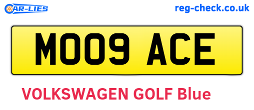MO09ACE are the vehicle registration plates.
