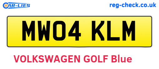 MW04KLM are the vehicle registration plates.
