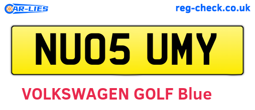 NU05UMY are the vehicle registration plates.