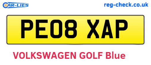 PE08XAP are the vehicle registration plates.