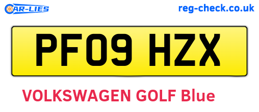 PF09HZX are the vehicle registration plates.