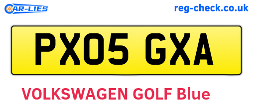 PX05GXA are the vehicle registration plates.