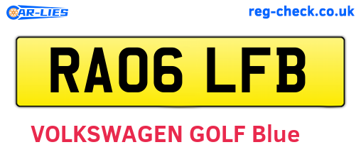 RA06LFB are the vehicle registration plates.