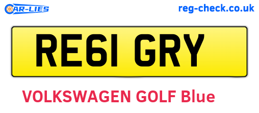 RE61GRY are the vehicle registration plates.