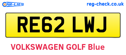RE62LWJ are the vehicle registration plates.