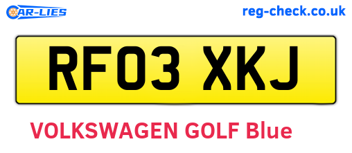 RF03XKJ are the vehicle registration plates.