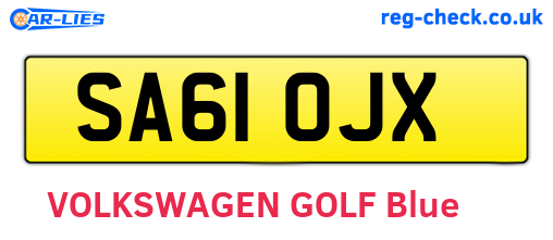 SA61OJX are the vehicle registration plates.