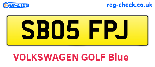 SB05FPJ are the vehicle registration plates.