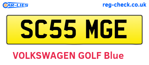 SC55MGE are the vehicle registration plates.
