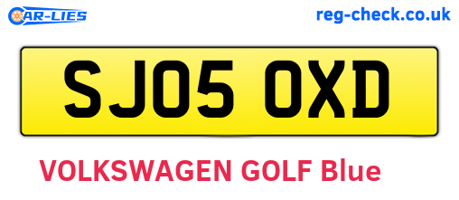 SJ05OXD are the vehicle registration plates.