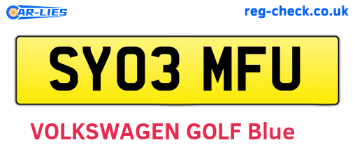 SY03MFU are the vehicle registration plates.